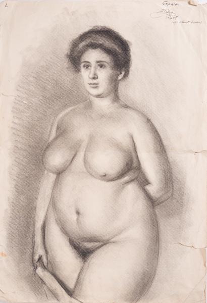 Рисунок оголеної жінки, яка стоїть 1