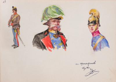 Drawings of Men in Military Uniform — Yulian Zaiats