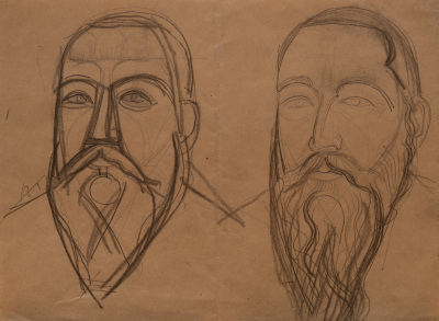Male Portraits (a sketch) — Mykhailo Boichuk