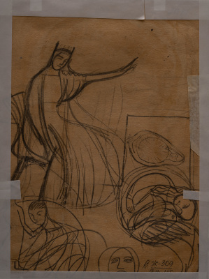 Female Portrait (on the back there are sketches of figures) 2