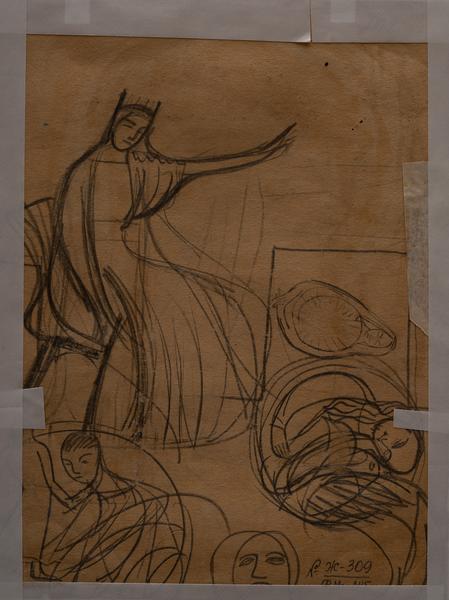 Female Portrait (on the back there are sketches of figures) 2