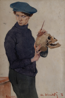 Self-Portrait with a Skull — Odo Dobrowolski