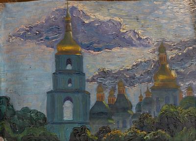 Пейзаж з церквою — Арнольд Шаргородський