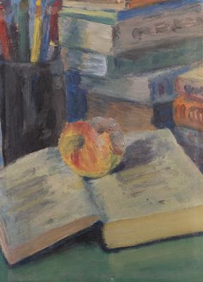 Still Life with Book and Apple — Arnold Sharhorodskyi