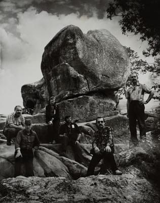 Fragment of a Rock Fortress of the 11th–13th c. with the Expedition Members — Volodymyr Olkhomiak