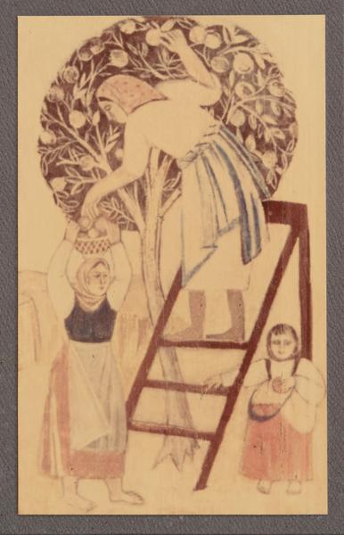 Іванова А. М. Ескіз килимка «Збір яблук» 2