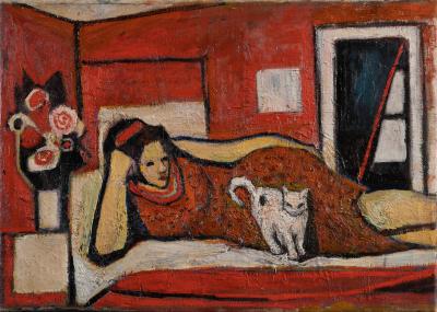 Woman with a Cat — Margit Selska (Reich)