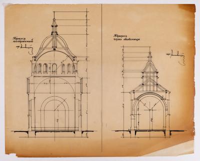 Reconstruction Project of the Church in Dmytriv. Cross Section. Cross Section Through the Narthex-Babynets — Yevhen Nahirnyi