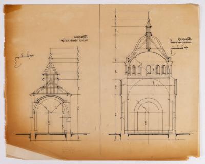 Reconstruction Project of the Church in Dmytriv. Cross Section. Cross Section Through the Narthex-Babynets 2