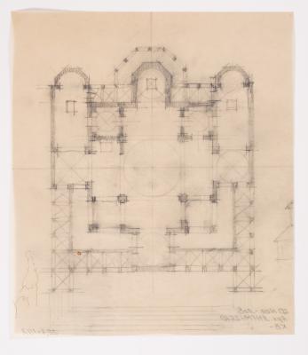 / Sketch of an Unidentified Nine-Domed Church / — Yevhen Nahirnyi