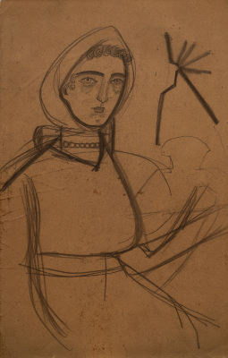 Girl (Sketches of two faces on the reverse side) — Mykhailo Boichuk