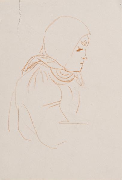 Girl in a Headscarf. Sketch for an Etching 1