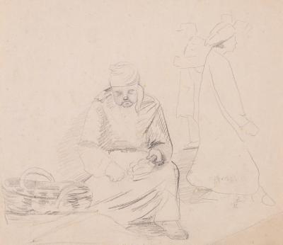"Old Woman with a Basket" from the "Market Before the War" Series — Yaroslava Muzyka