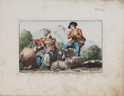 Man and Woman from the Village of Cappadocia in the Province of L'Aquila in Upper Abruzzo — Bartolomeo Pinelli