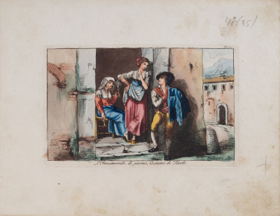 Couple in Love in Daylight. Tivoli Costumes — Bartolomeo Pinelli