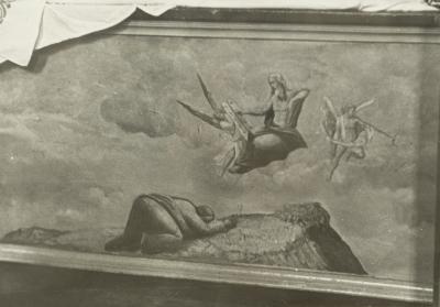 Sacred Painting Depicting the Lord Giving the Tablets of the Covenant to Moses on Mount Sinai — unknown