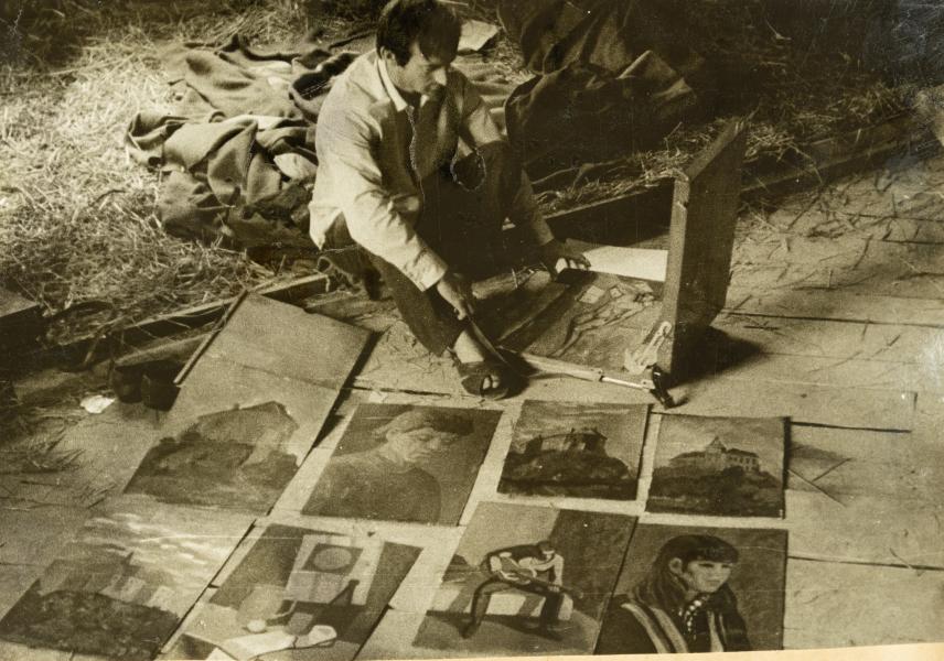 Artist Near the Sketches Made on the Olesko Castle Territory