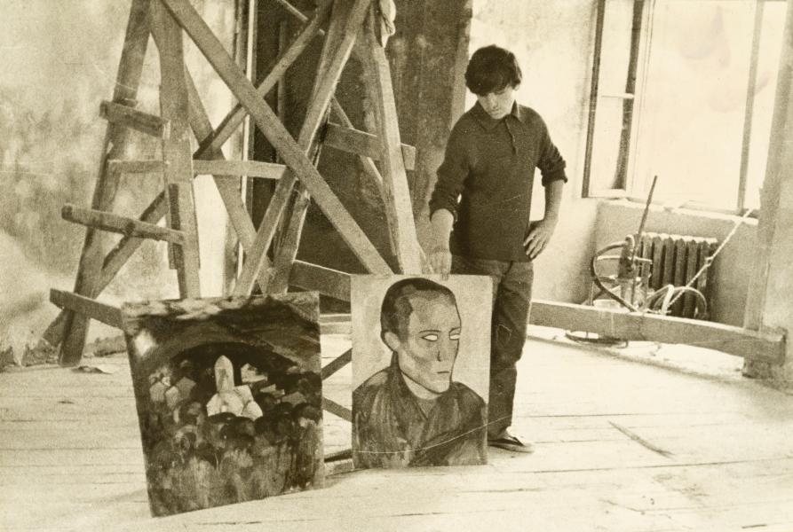 Artist Near the Sketches Made on the Olesko Castle Territory
