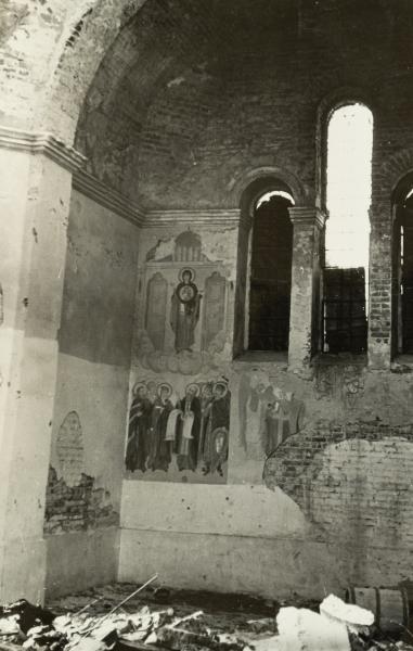 Fragment of a Mural Depicting the Virgin of the Sign and the Surrounding Saints