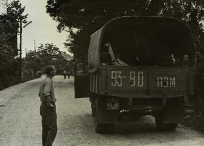 Domestic Scene with a Truck — unknown