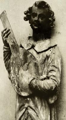 Fragment of a Sculpture of an Angel with a Mandolin — unknown