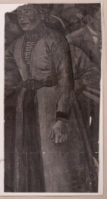 Mykhailo Lezviiev. Fragment of the "Handing Over the Flag to the Winner of the Social Competition in Education" Mural — unknown
