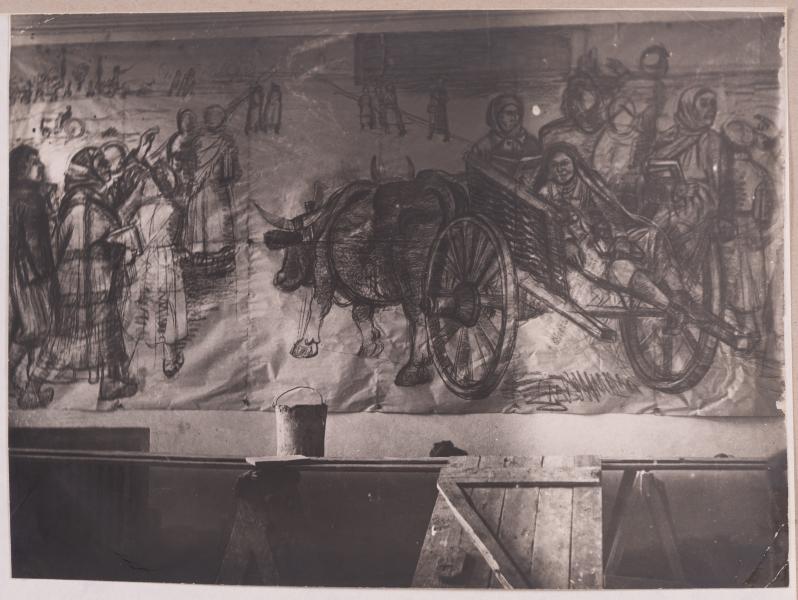 Sketch for the "Collective Farms of the North" Mural